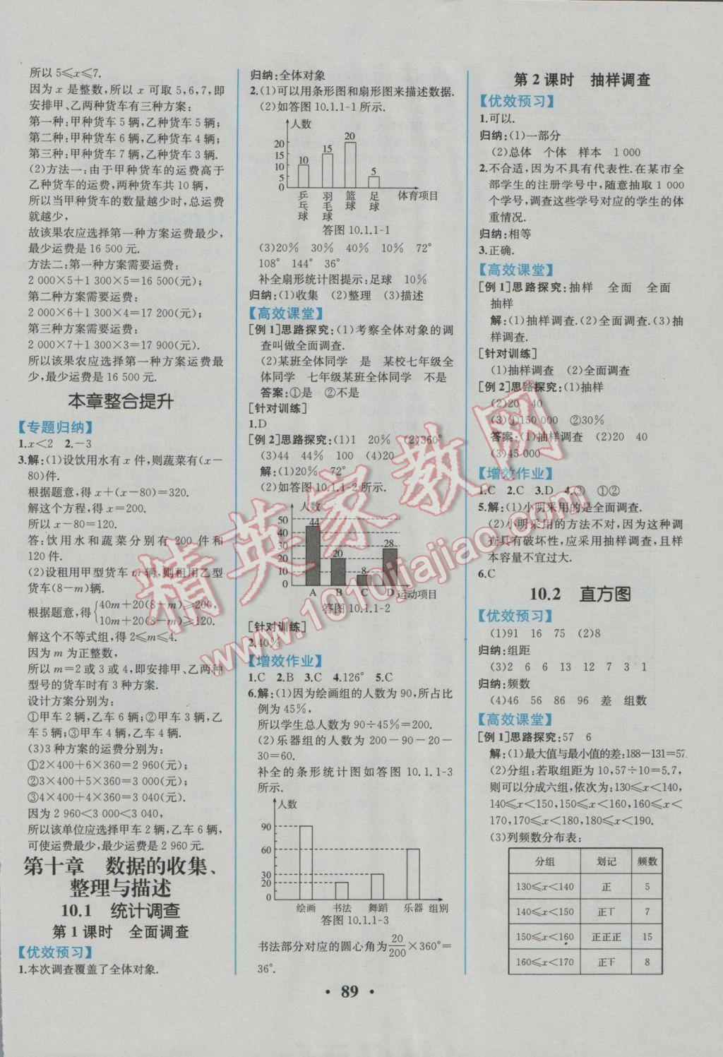 2017年人教金学典同步解析与测评七年级数学下册人教版重庆专版 参考答案第15页