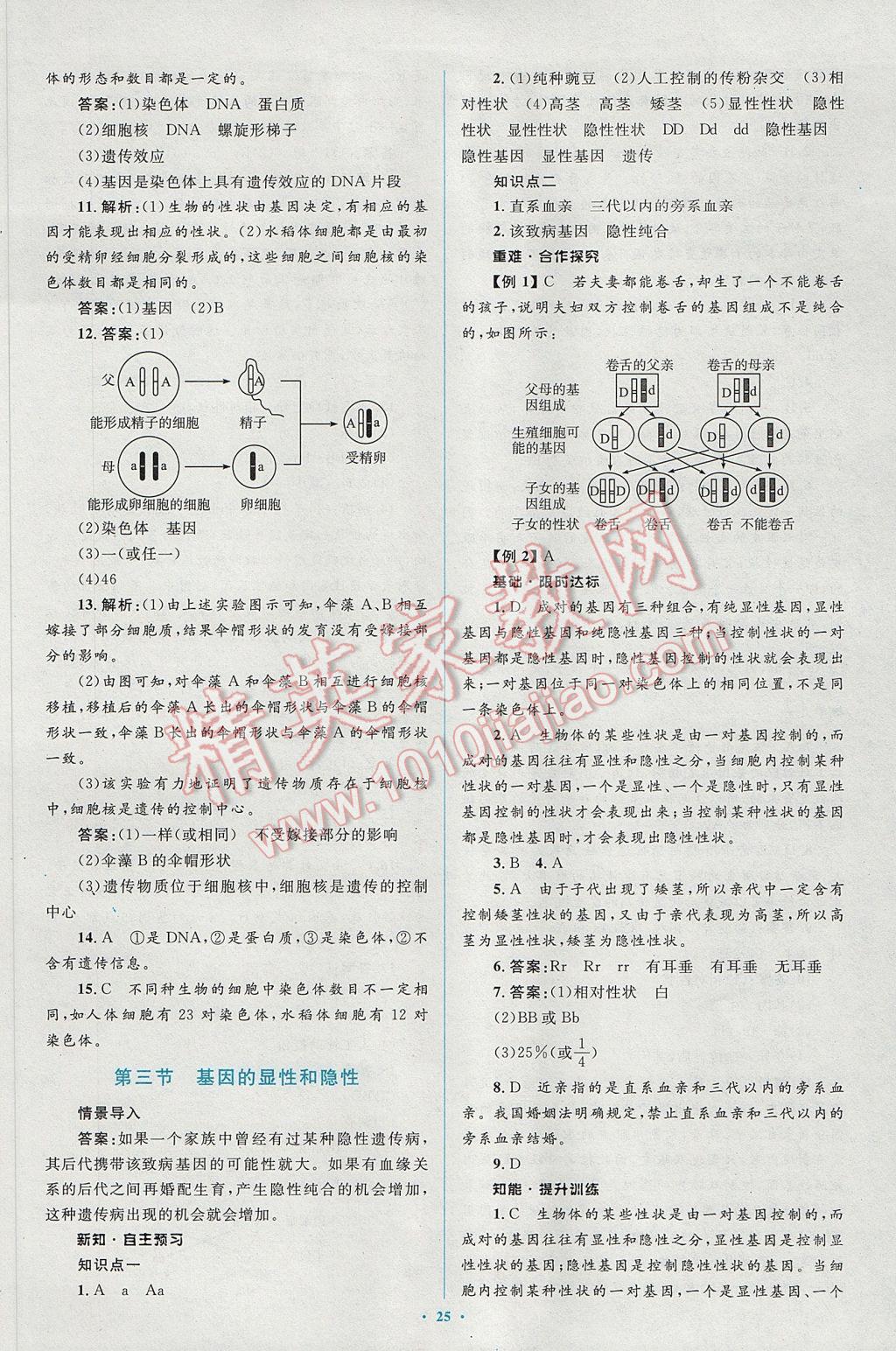 2017年新課標(biāo)初中同步學(xué)習(xí)目標(biāo)與檢測八年級生物下冊人教版 參考答案第7頁