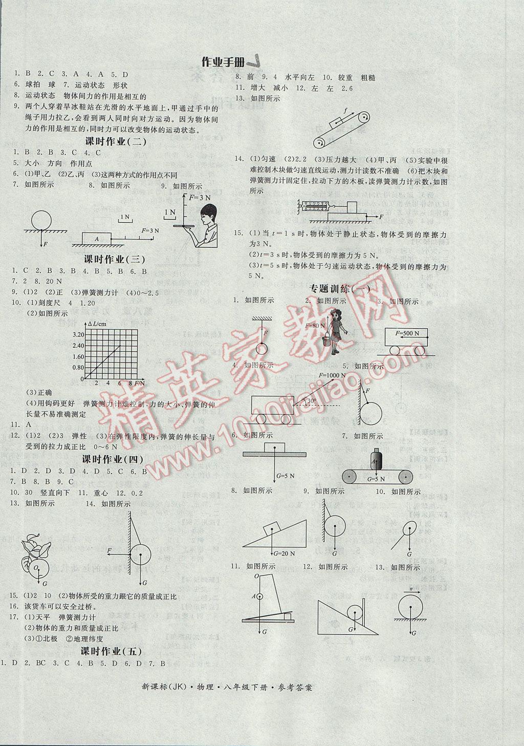 2017年全品学练考八年级物理下册教科版 参考答案第4页