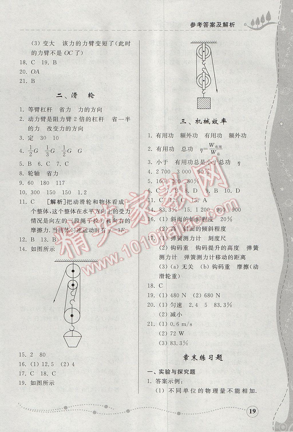 2017年綜合能力訓(xùn)練八年級物理下冊人教版 參考答案第19頁