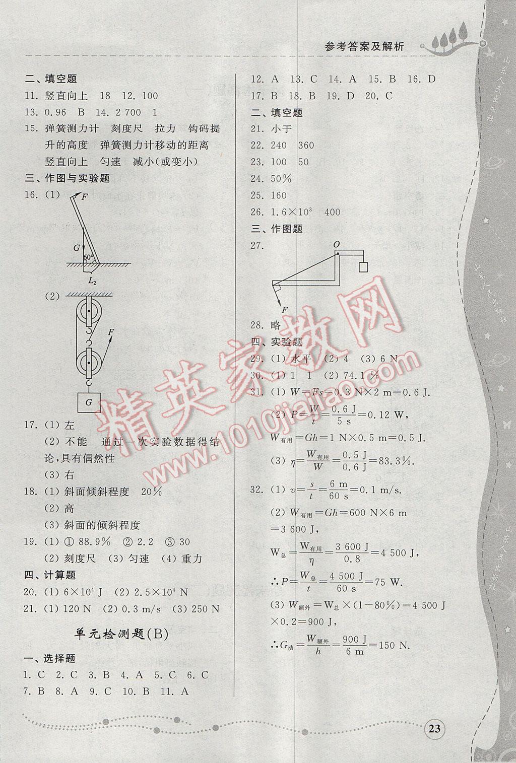 2017年綜合能力訓(xùn)練八年級(jí)物理下冊(cè)人教版 參考答案第23頁