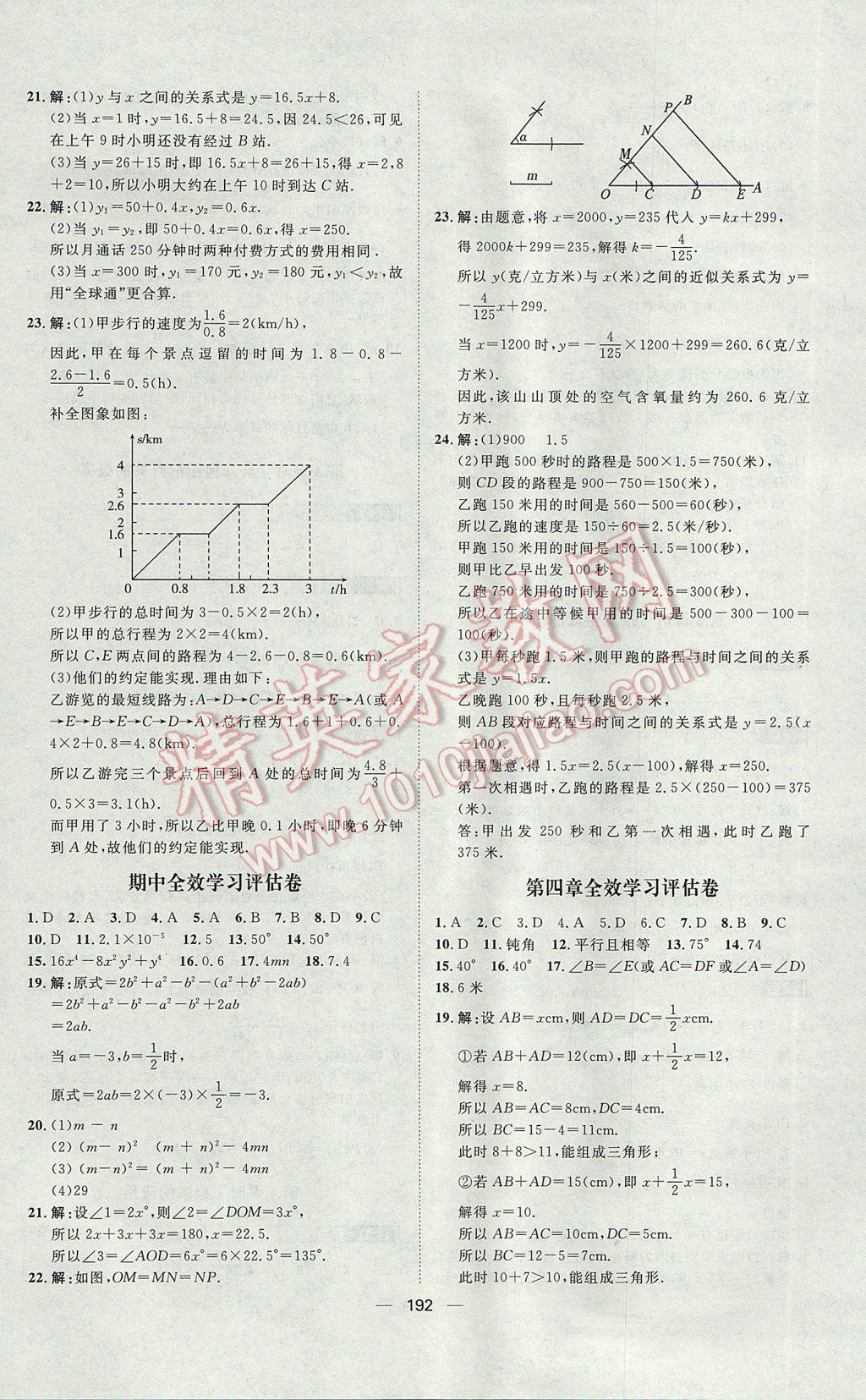 2017年陽(yáng)光計(jì)劃七年級(jí)數(shù)學(xué)下冊(cè)北師大版 參考答案第28頁(yè)