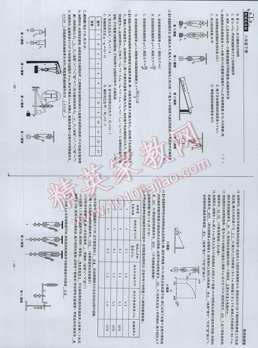 2017年物理風(fēng)向標(biāo)八年級(jí)下冊(cè) 參考答案第98頁(yè)