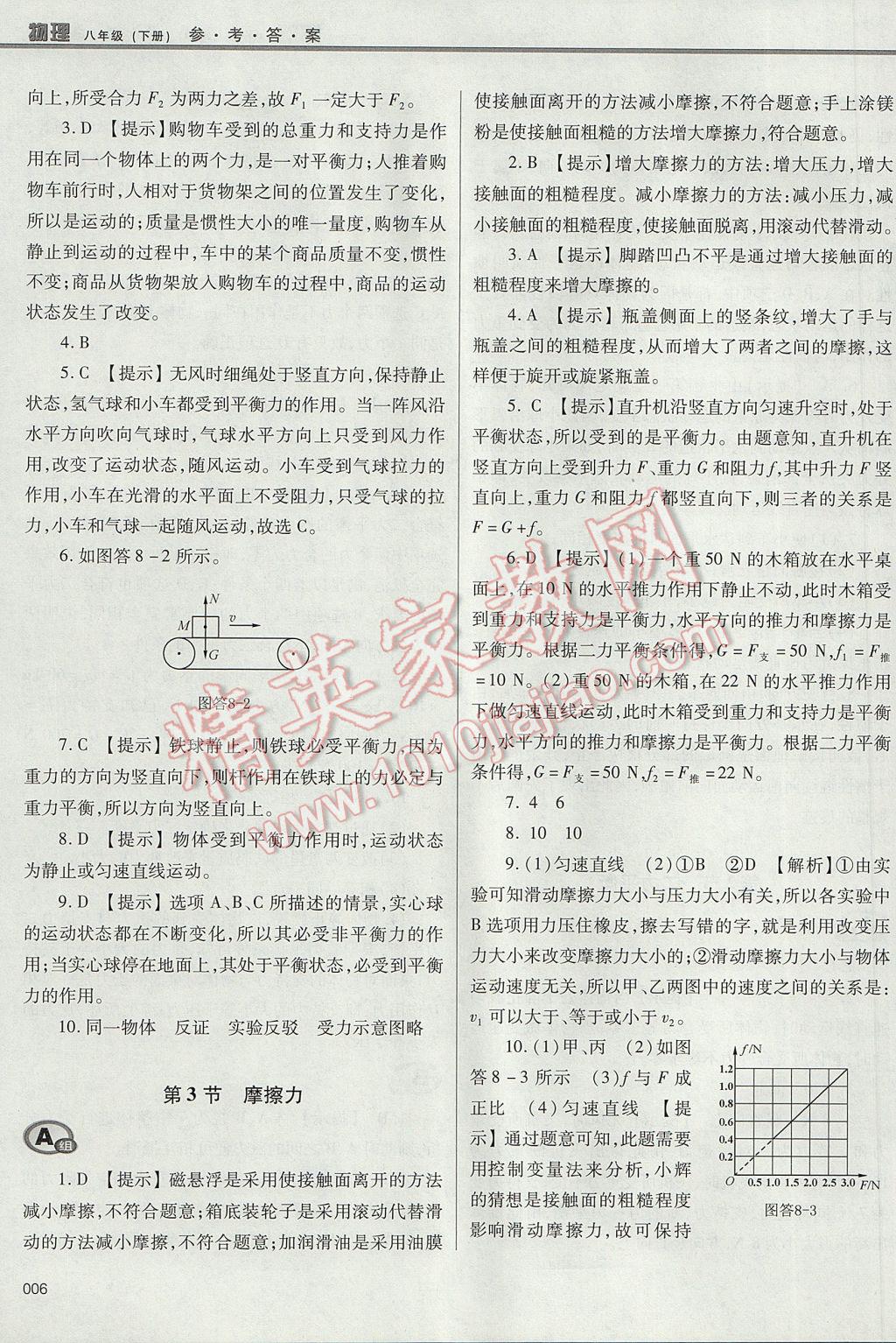 2017年學(xué)習(xí)質(zhì)量監(jiān)測八年級物理下冊人教版 參考答案第6頁