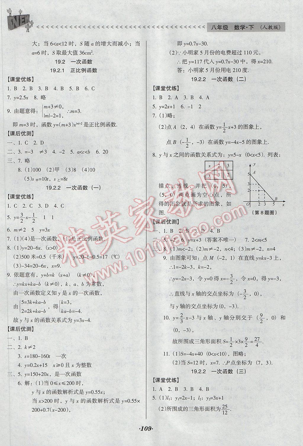 2017年全優(yōu)點(diǎn)練課計劃八年級數(shù)學(xué)下冊人教版 參考答案第14頁