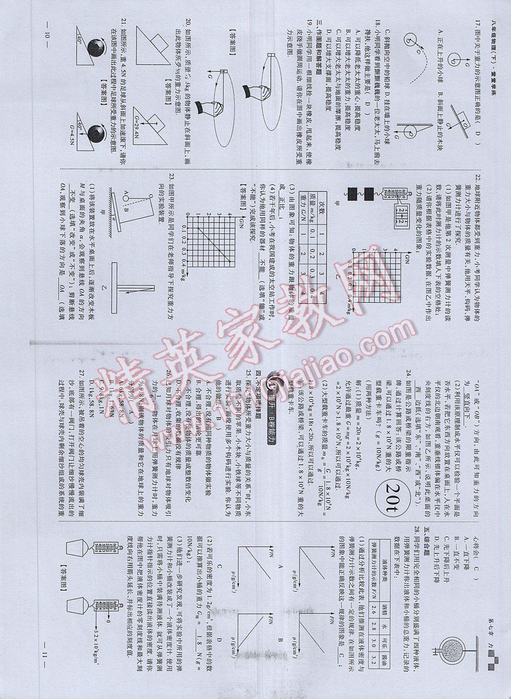 2017年蓉城課堂給力A加八年級物理下冊 參考答案第7頁