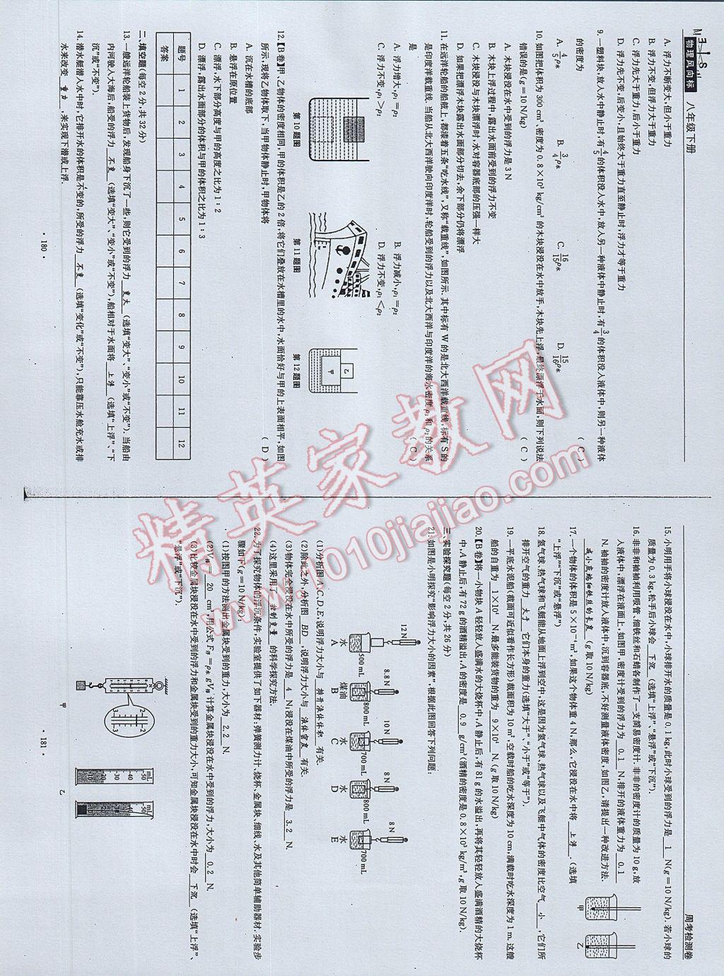 2017年物理風(fēng)向標(biāo)八年級(jí)下冊(cè) 參考答案第92頁