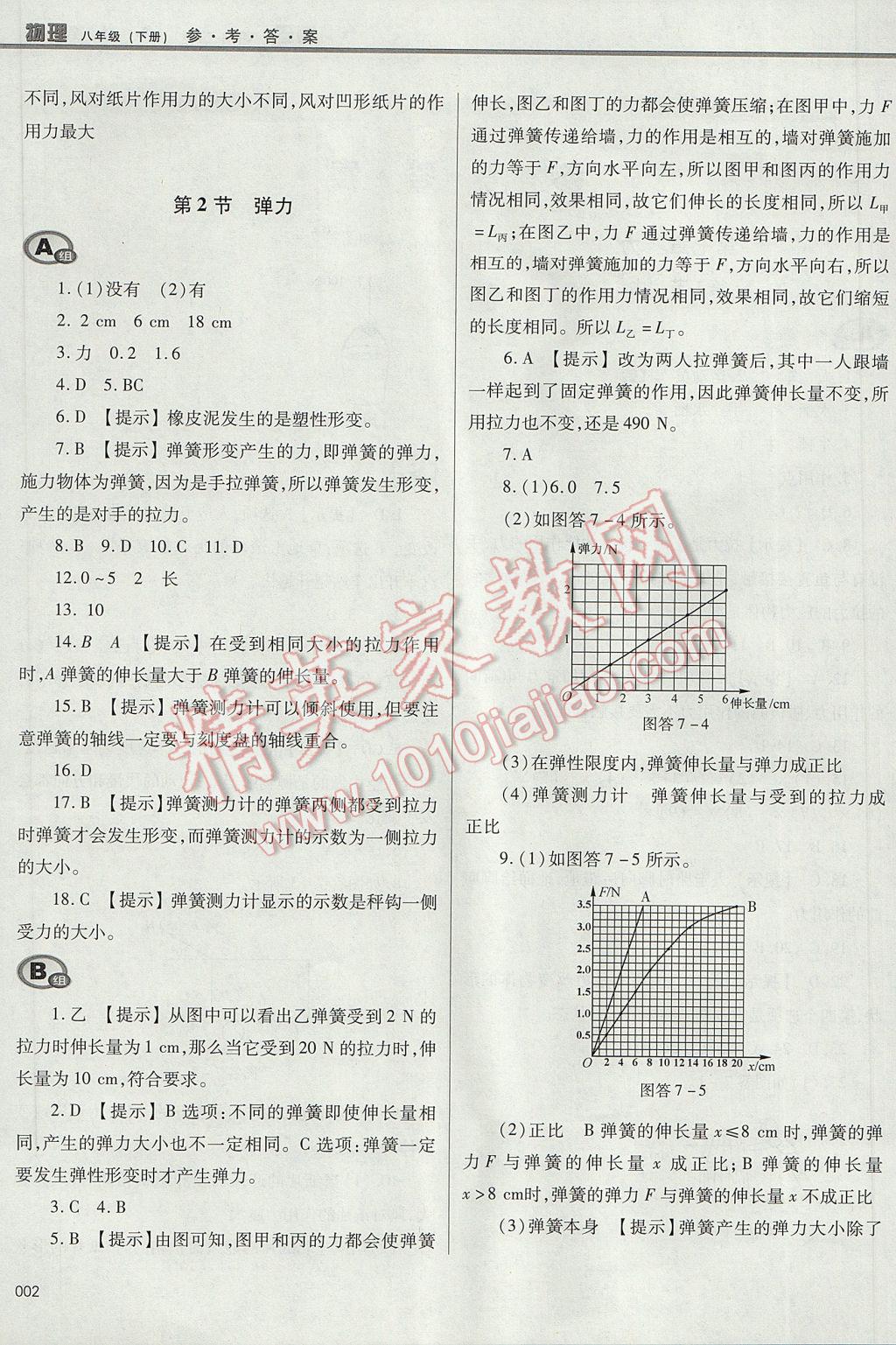 2017年學(xué)習(xí)質(zhì)量監(jiān)測(cè)八年級(jí)物理下冊(cè)人教版 參考答案第1頁(yè)