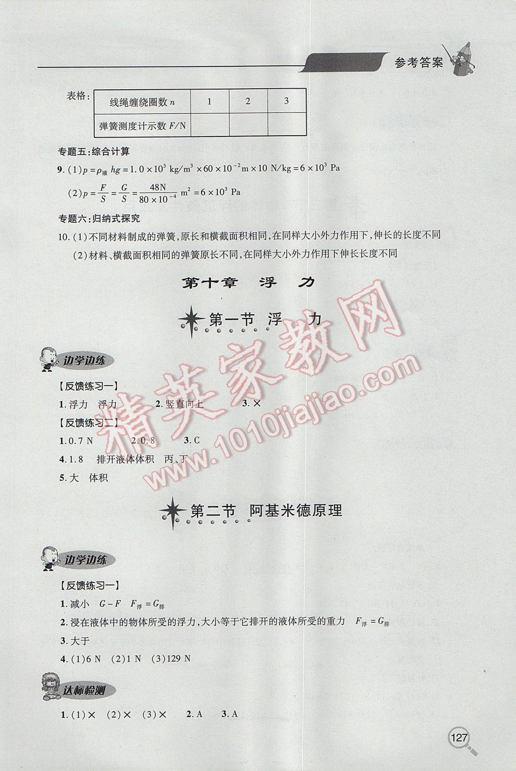 2017年新課堂同步學習與探究八年級物理下冊 參考答案第11頁