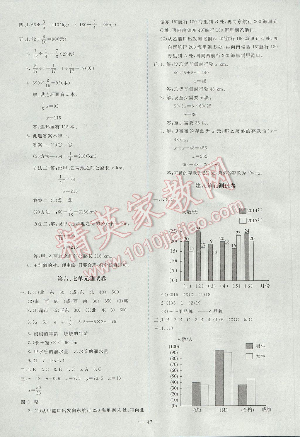 2017年課堂精練五年級數(shù)學(xué)下冊北師大版 單元測試卷答案第3頁