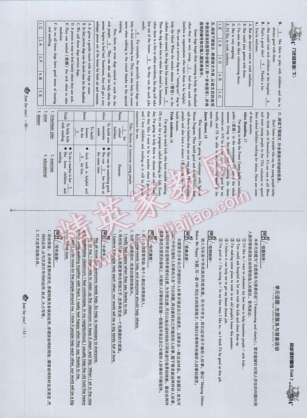 2017年蓉城课堂给力A加八年级英语下册 参考答案第18页