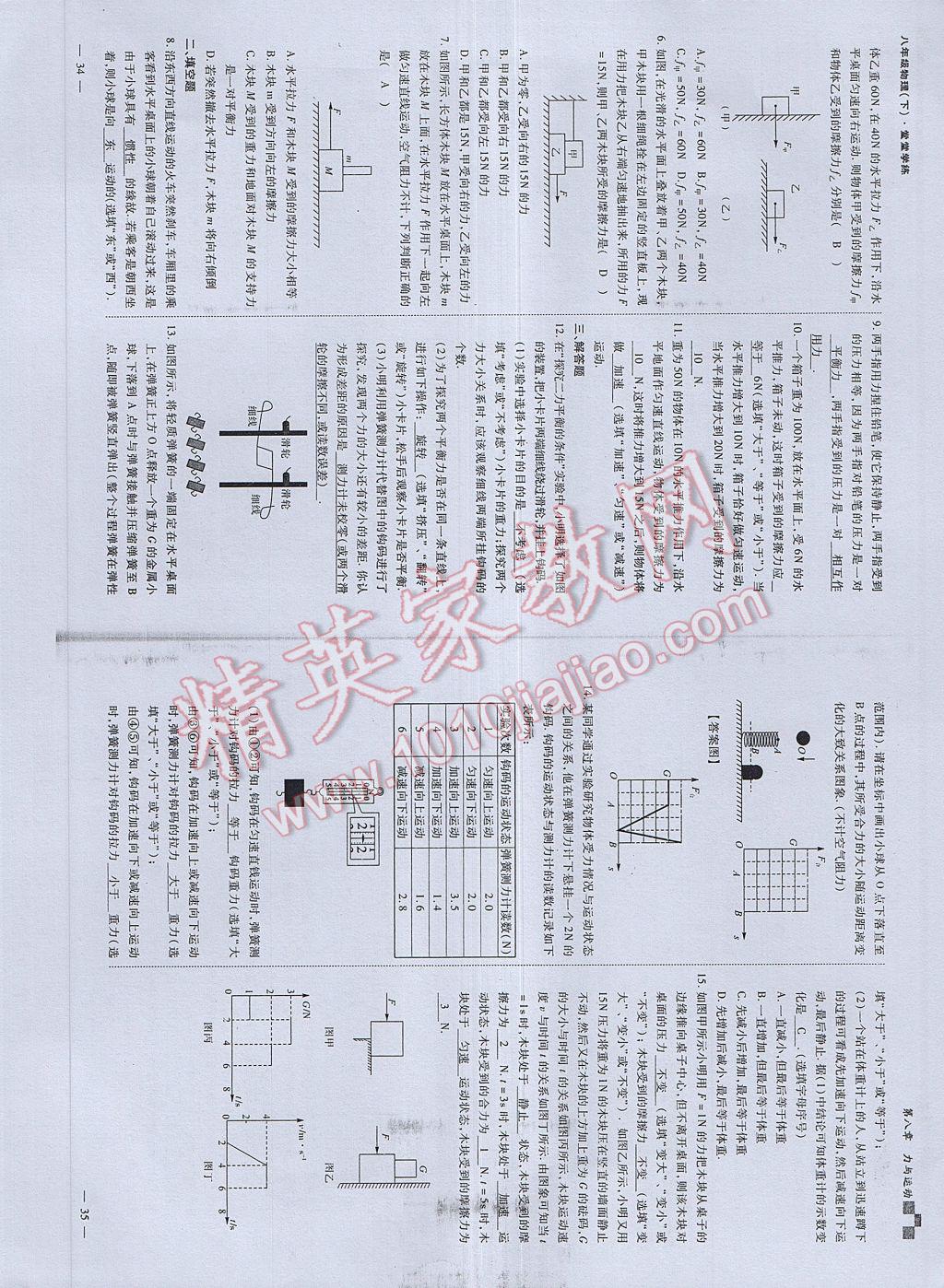 2017年蓉城課堂給力A加八年級(jí)物理下冊(cè) 參考答案第19頁(yè)