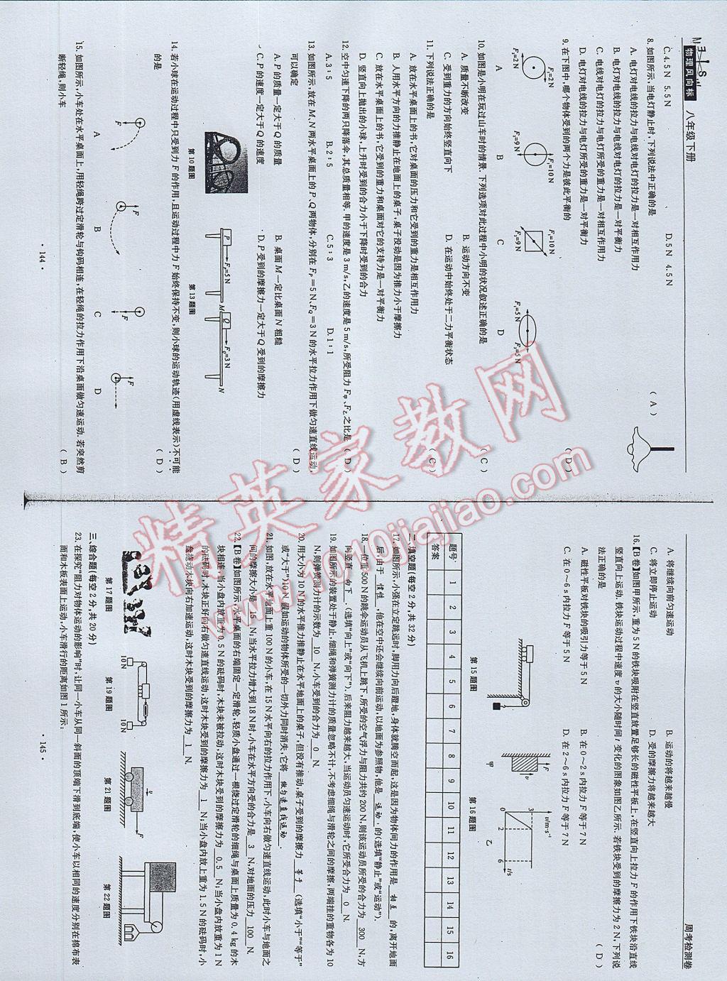 2017年物理風(fēng)向標(biāo)八年級(jí)下冊(cè) 參考答案第74頁(yè)