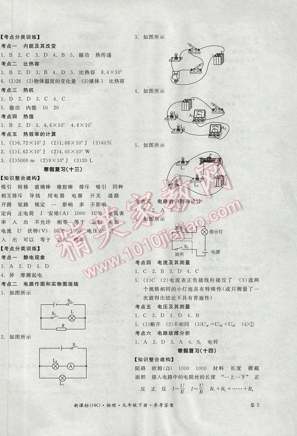 2017年全品學(xué)練考九年級物理全一冊下滬科版 參考答案第10頁