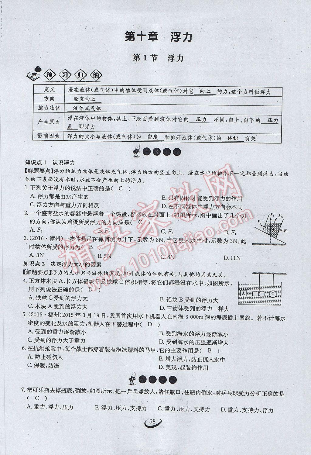 2017年思維新觀察八年級物理下冊人教版 第十章 浮力第100頁