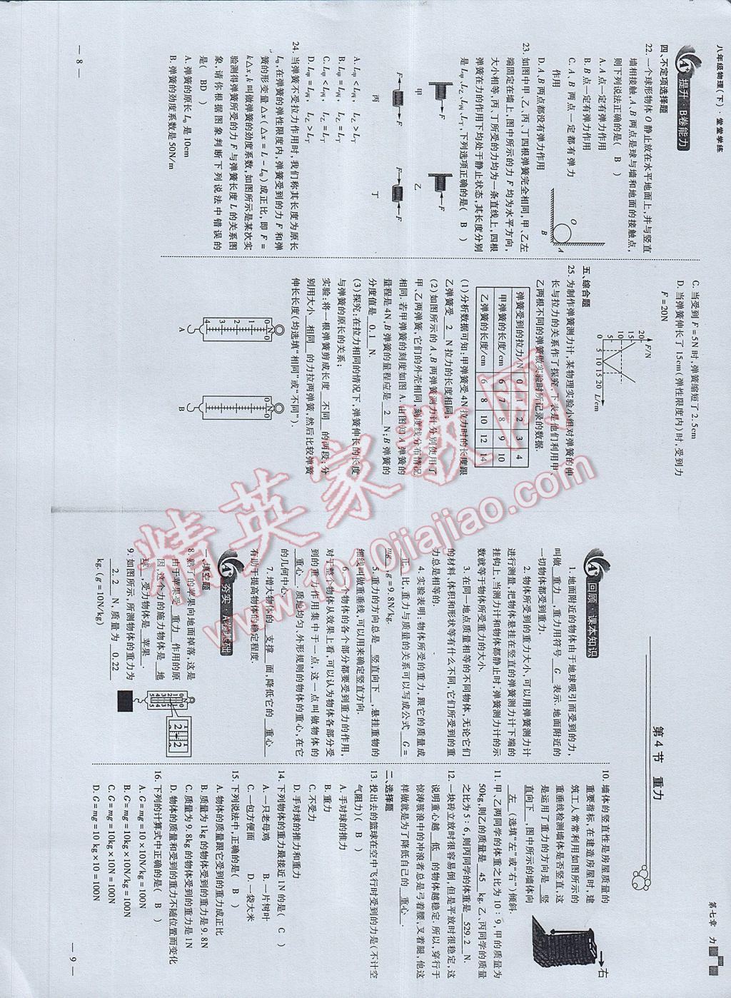 2017年蓉城課堂給力A加八年級(jí)物理下冊(cè) 參考答案第6頁