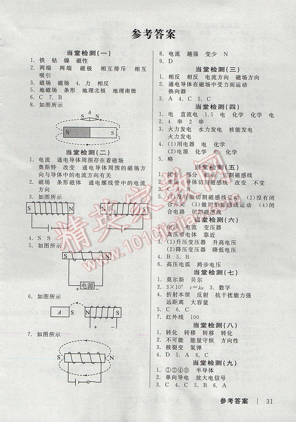 2017年全品學練考九年級物理全一冊下滬科版 當堂檢測答案第13頁