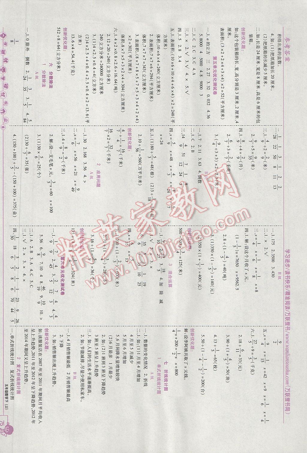 2017年全優(yōu)訓(xùn)練零失誤優(yōu)化作業(yè)本五年級(jí)數(shù)學(xué)下冊(cè)冀教版 參考答案第5頁