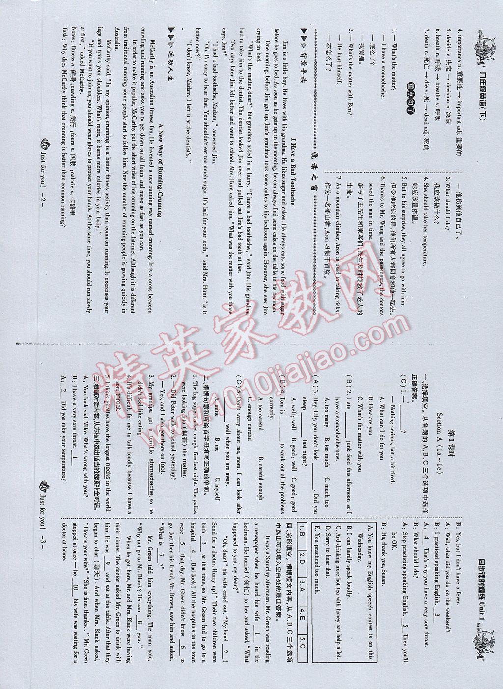 2017年蓉城课堂给力A加八年级英语下册 参考答案第4页