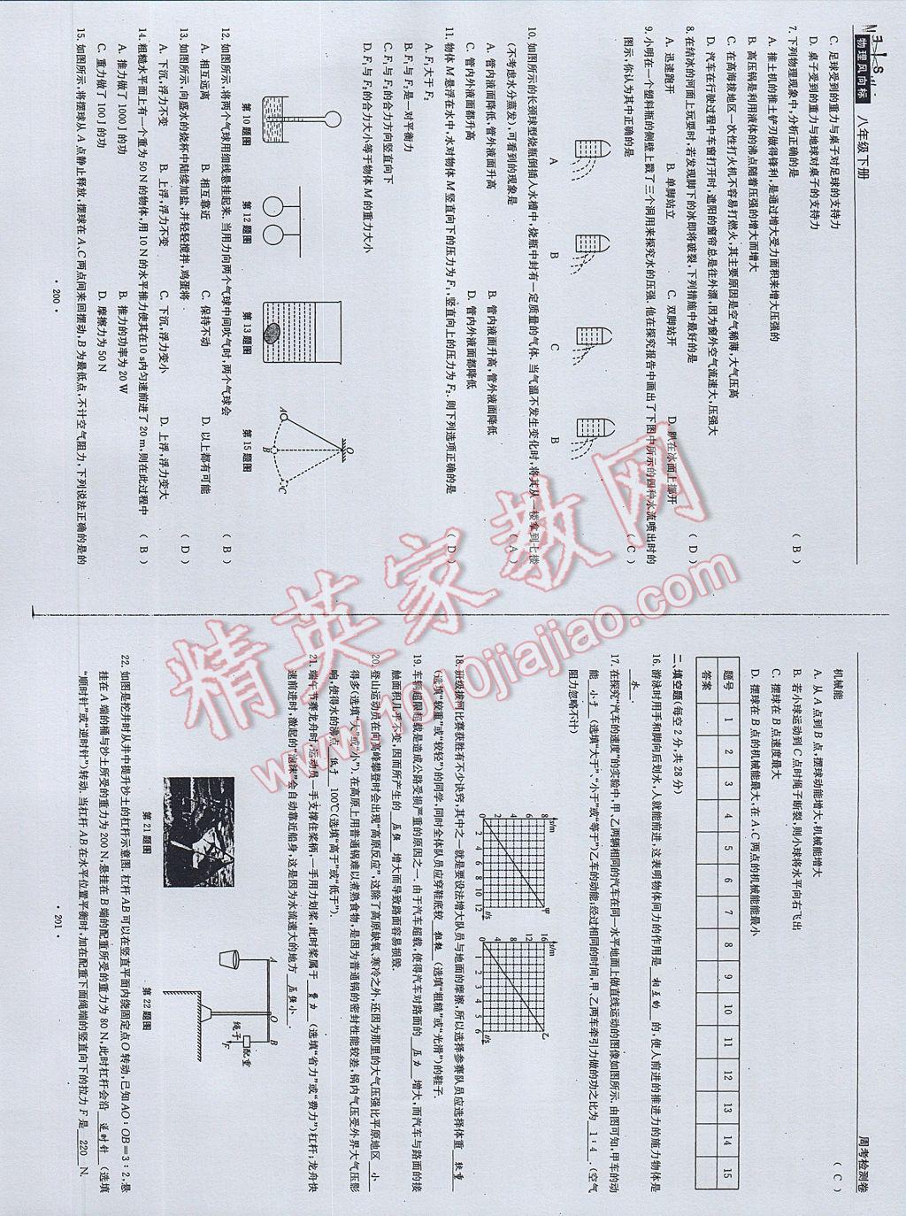 2017年物理風(fēng)向標(biāo)八年級下冊 參考答案第102頁