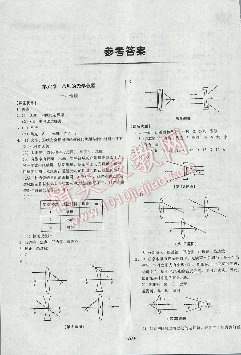 2017年全優(yōu)點(diǎn)練課計(jì)劃八年級物理下冊北師大版 參考答案第2頁