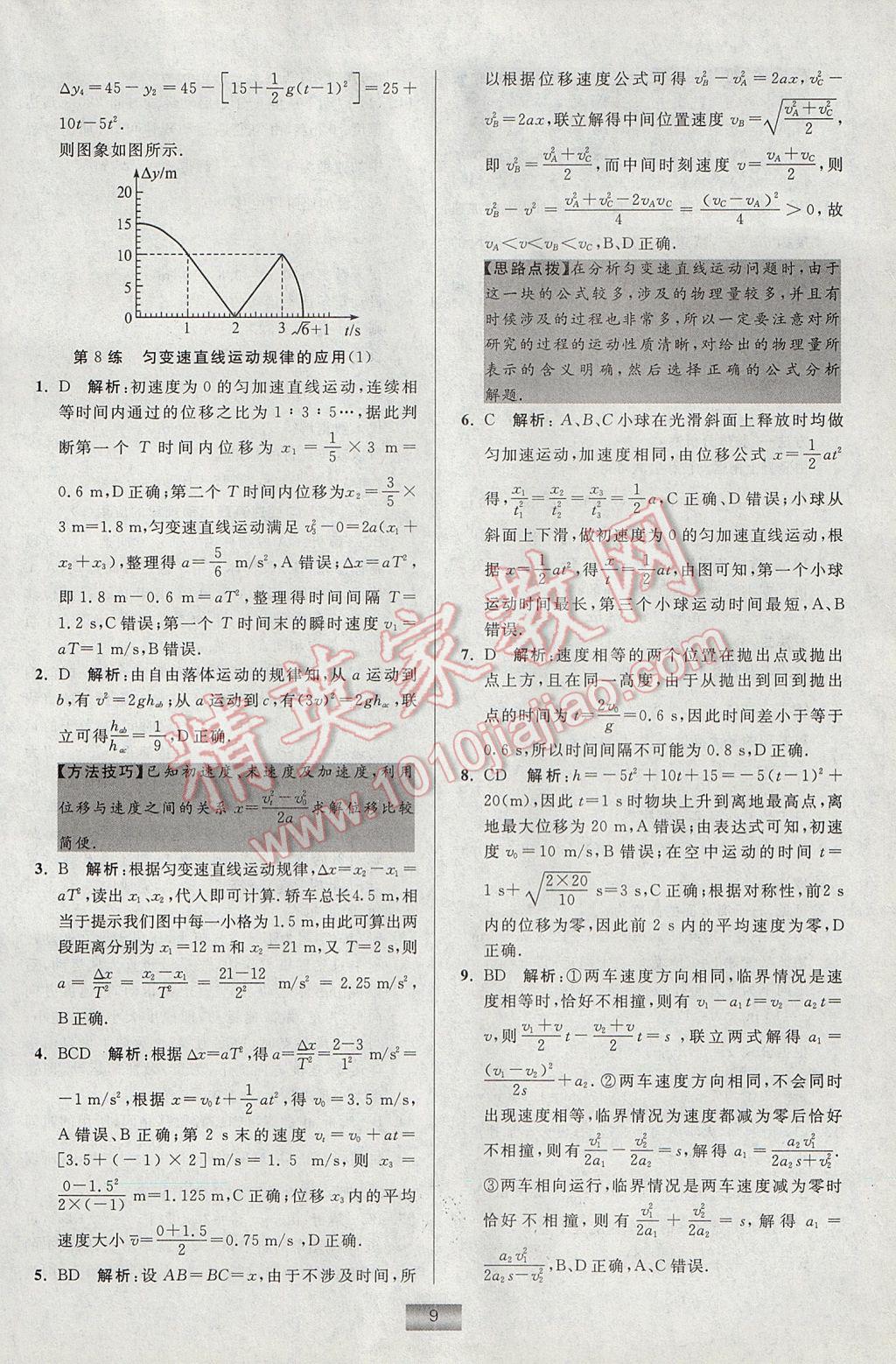 小題狂做高中物理必修1教科版 參考答案第9頁(yè)