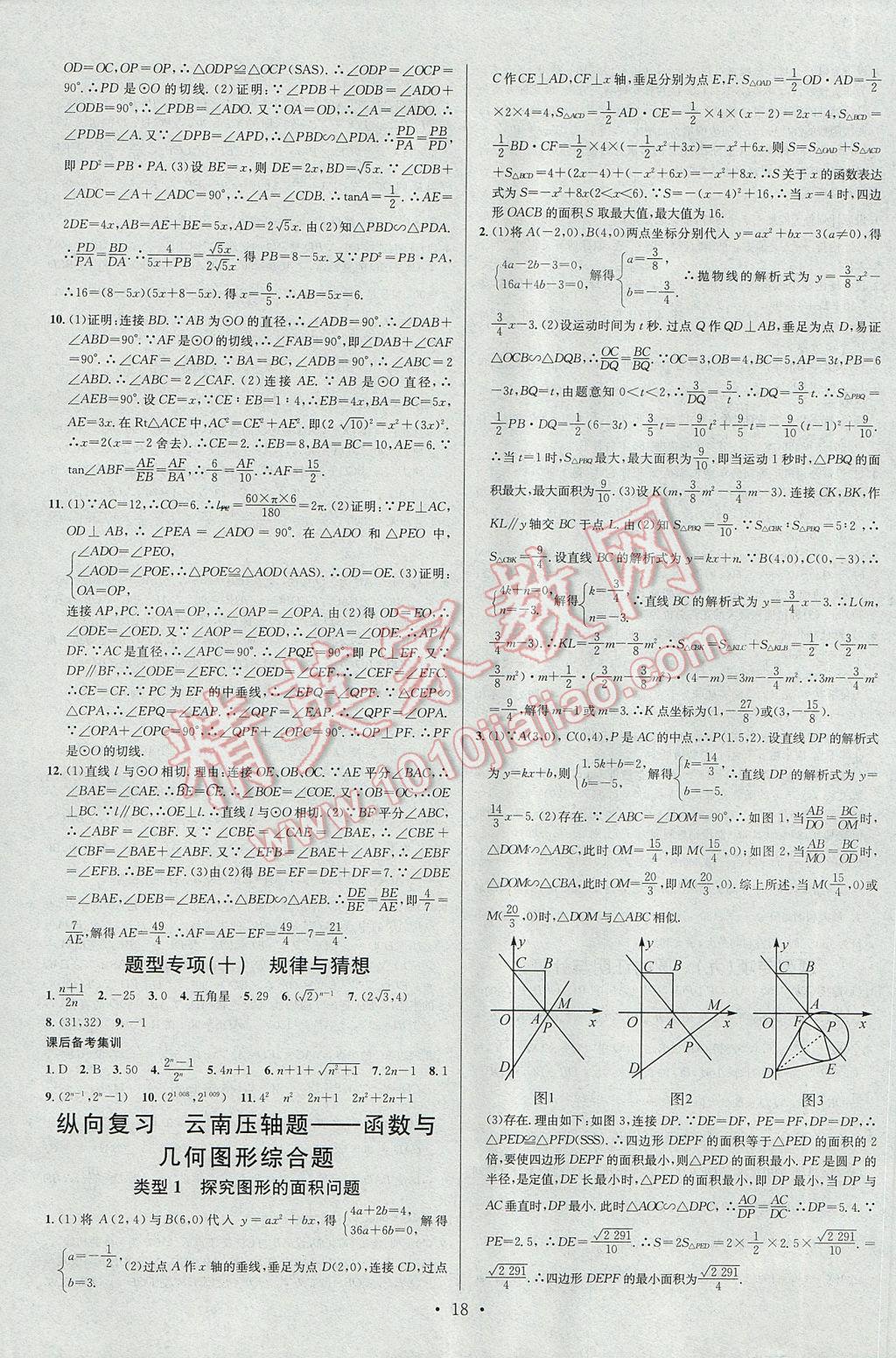 2017年云南火线100天十字交叉复习法数学 参考答案第18页