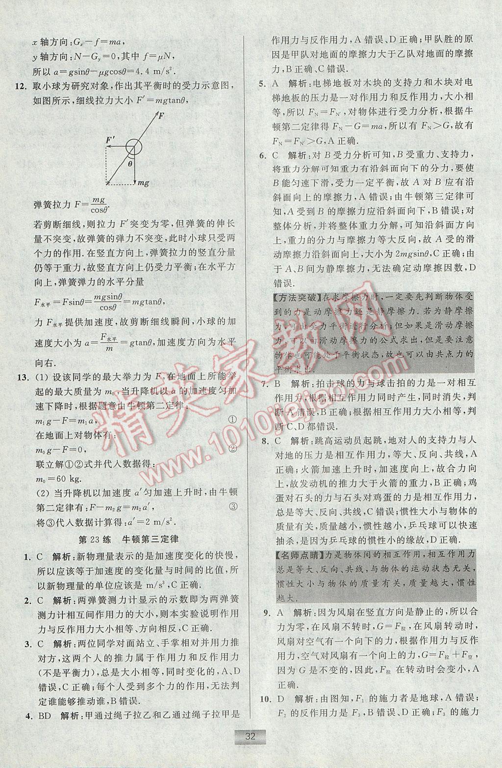 小題狂做高中物理必修1教科版 參考答案第32頁(yè)