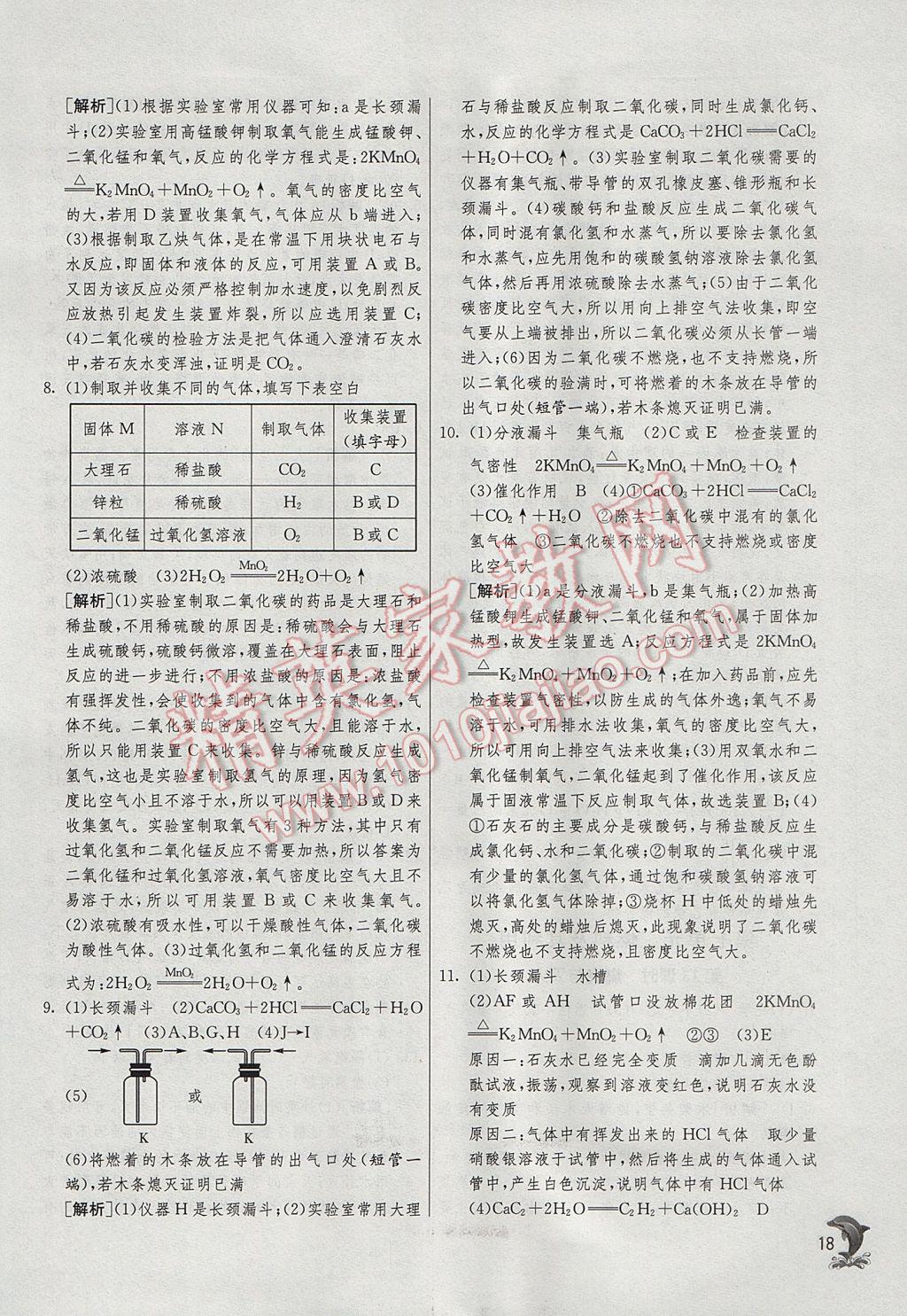 2017年實(shí)驗(yàn)班中考總復(fù)習(xí)化學(xué)人教版 參考答案第18頁(yè)