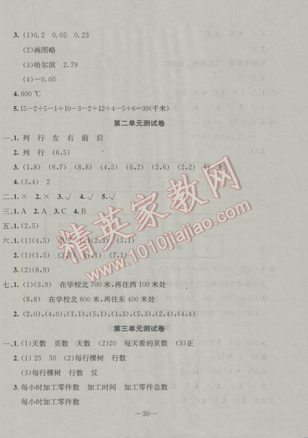 2017年英才計劃同步課時高效訓(xùn)練六年級數(shù)學(xué)下冊冀教版 試卷參考答案第8頁