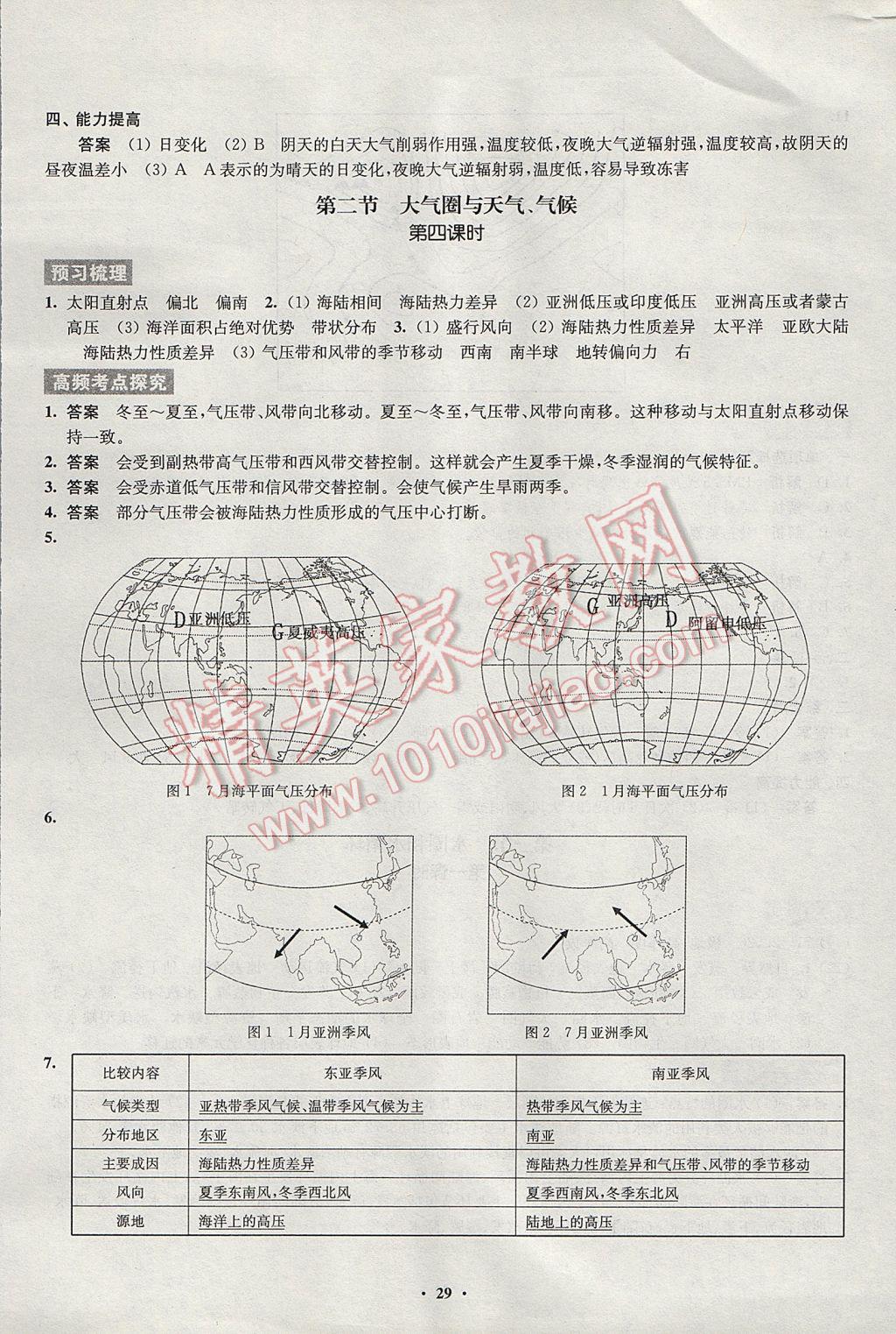 2016年鳳凰新學(xué)案高中地理必修1魯教版B版 參考答案第21頁(yè)