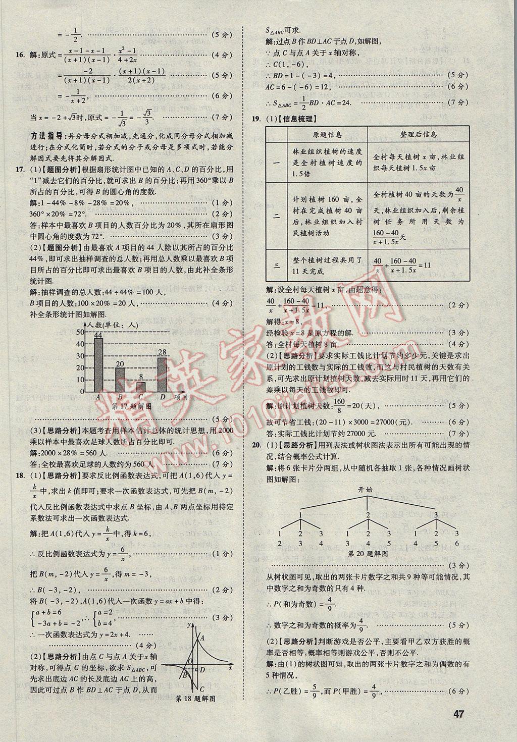 2017年云南中考方舟真题超详解数学 参考答案第47页