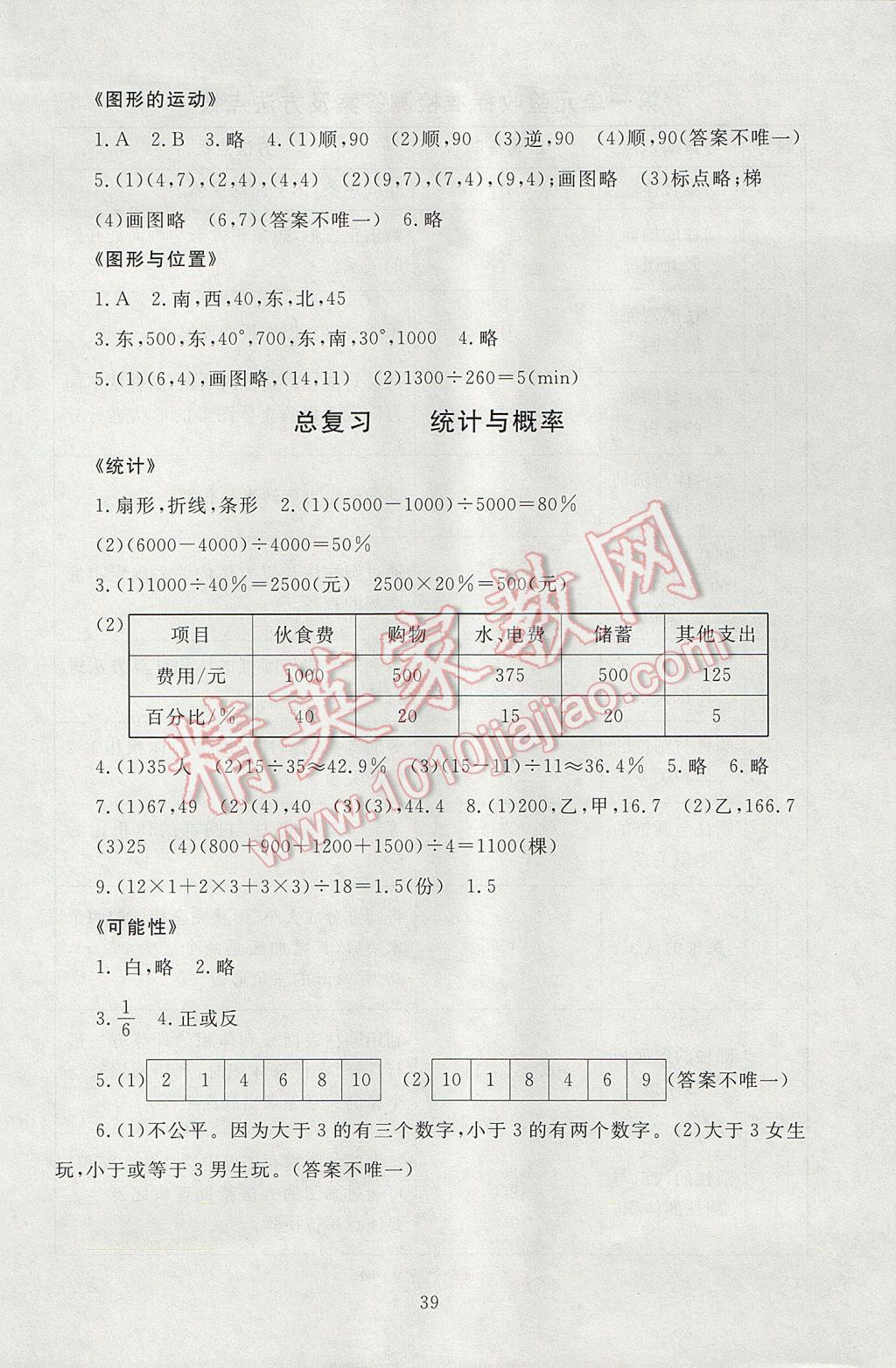 2017年海淀名师伴你学同步学练测六年级数学下册北师大版 参考答案第7页