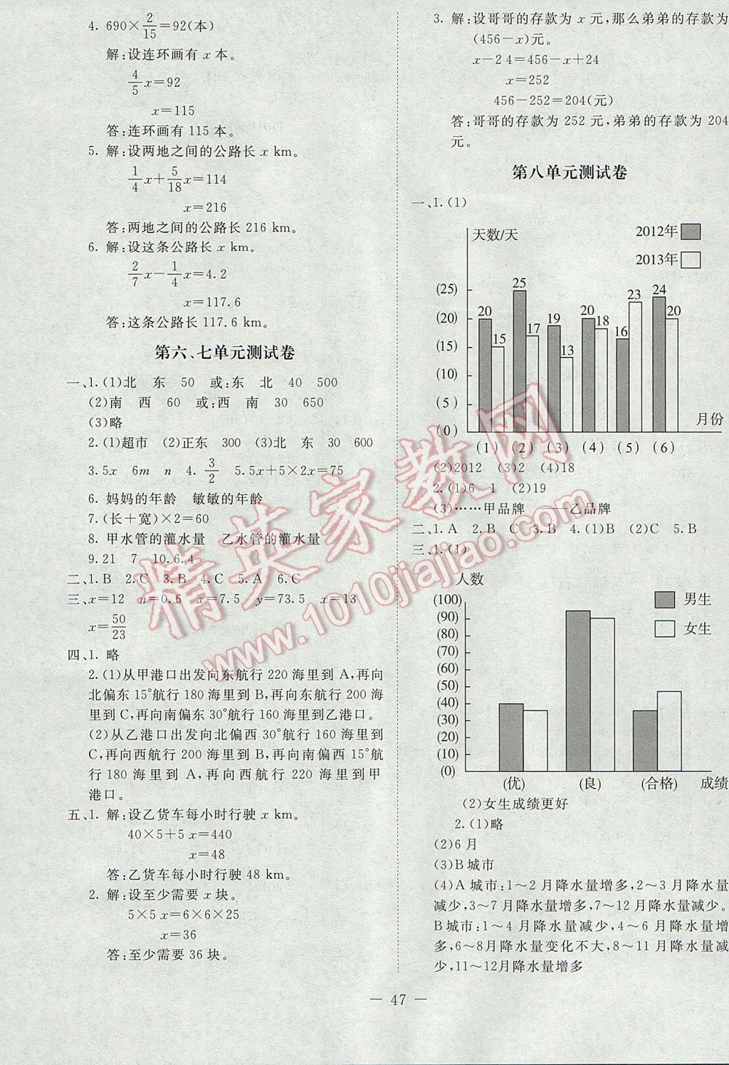 2017年数学伴你成长五年级下册北师大版河南专版北京师范大学出版社 参考答案第3页