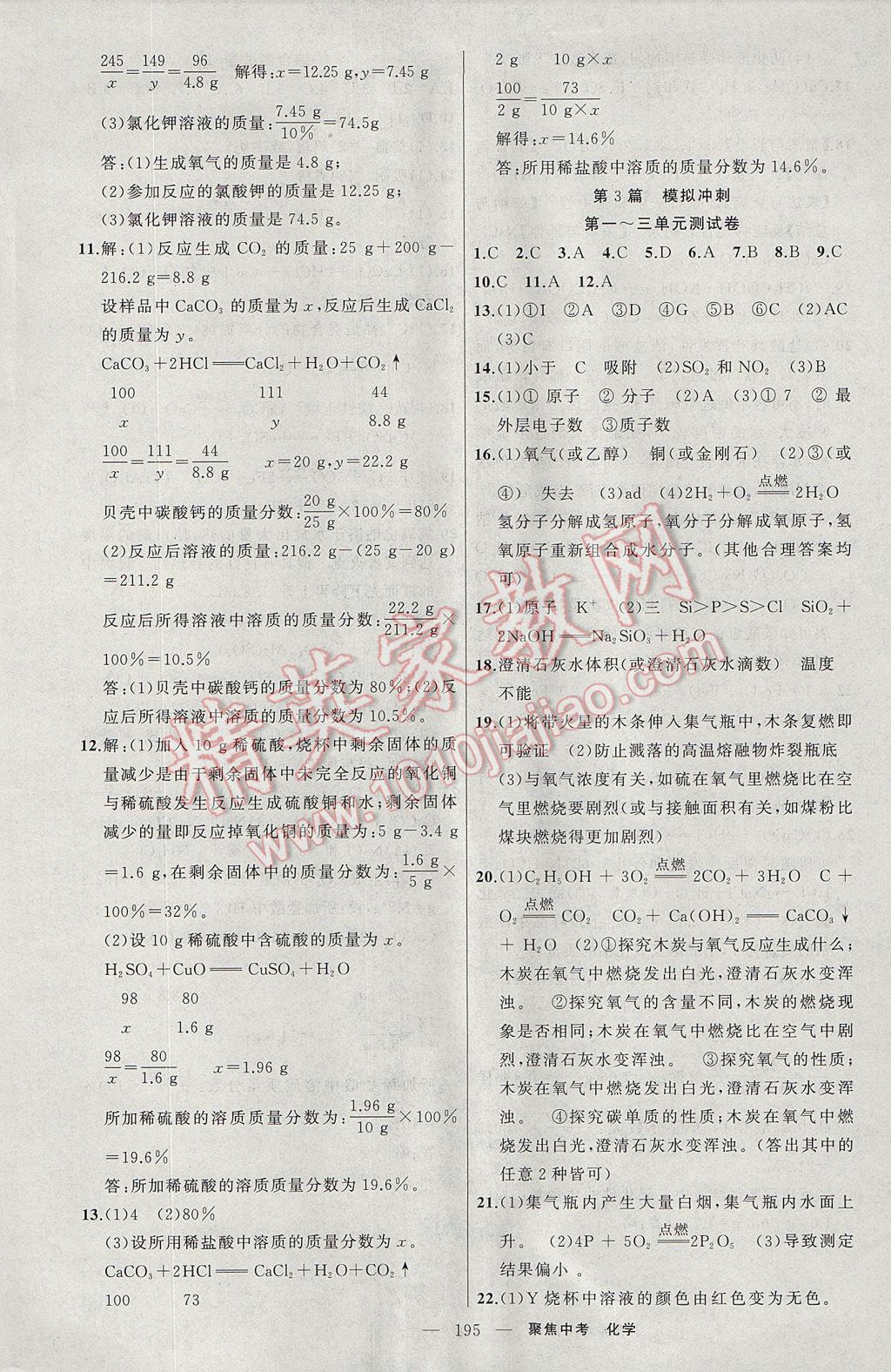 2017年聚焦中考化学河南专版 参考答案第21页