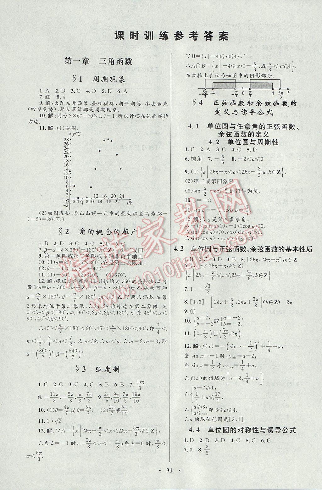 高中同步測控優(yōu)化設(shè)計數(shù)學(xué)必修4北師大版 參考答案第19頁