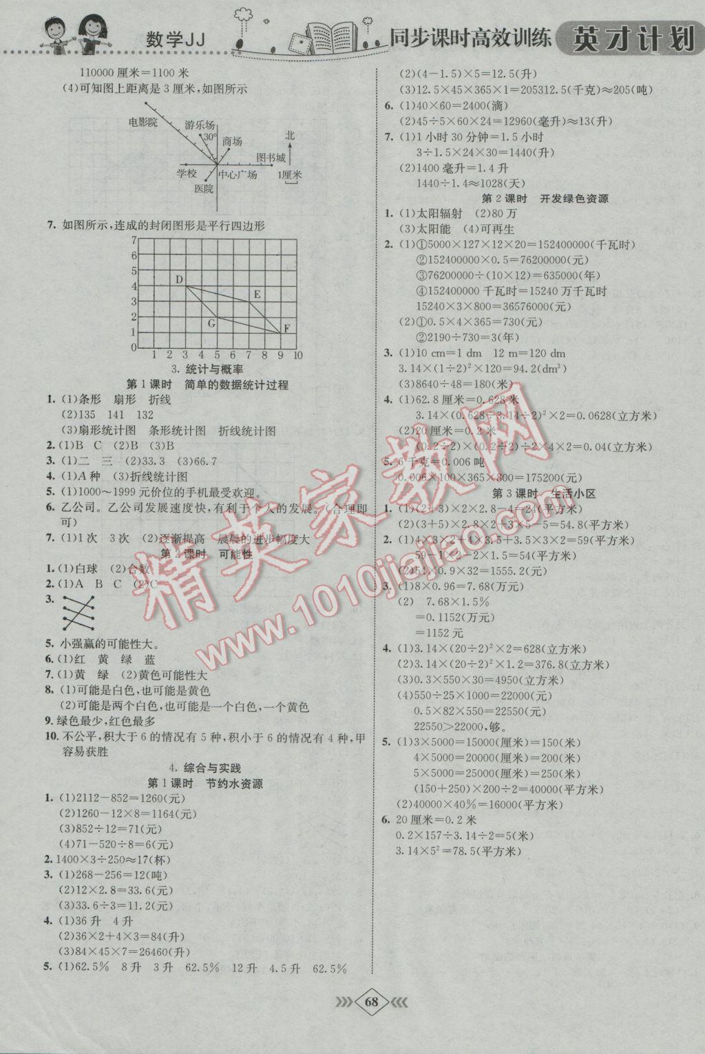 2017年英才計劃同步課時高效訓(xùn)練六年級數(shù)學(xué)下冊冀教版 參考答案第6頁