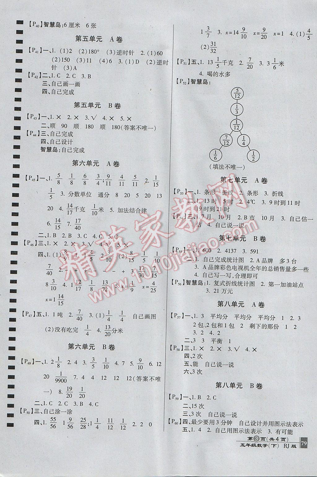 2017年最新AB卷五年級數(shù)學(xué)下冊人教版 參考答案第3頁