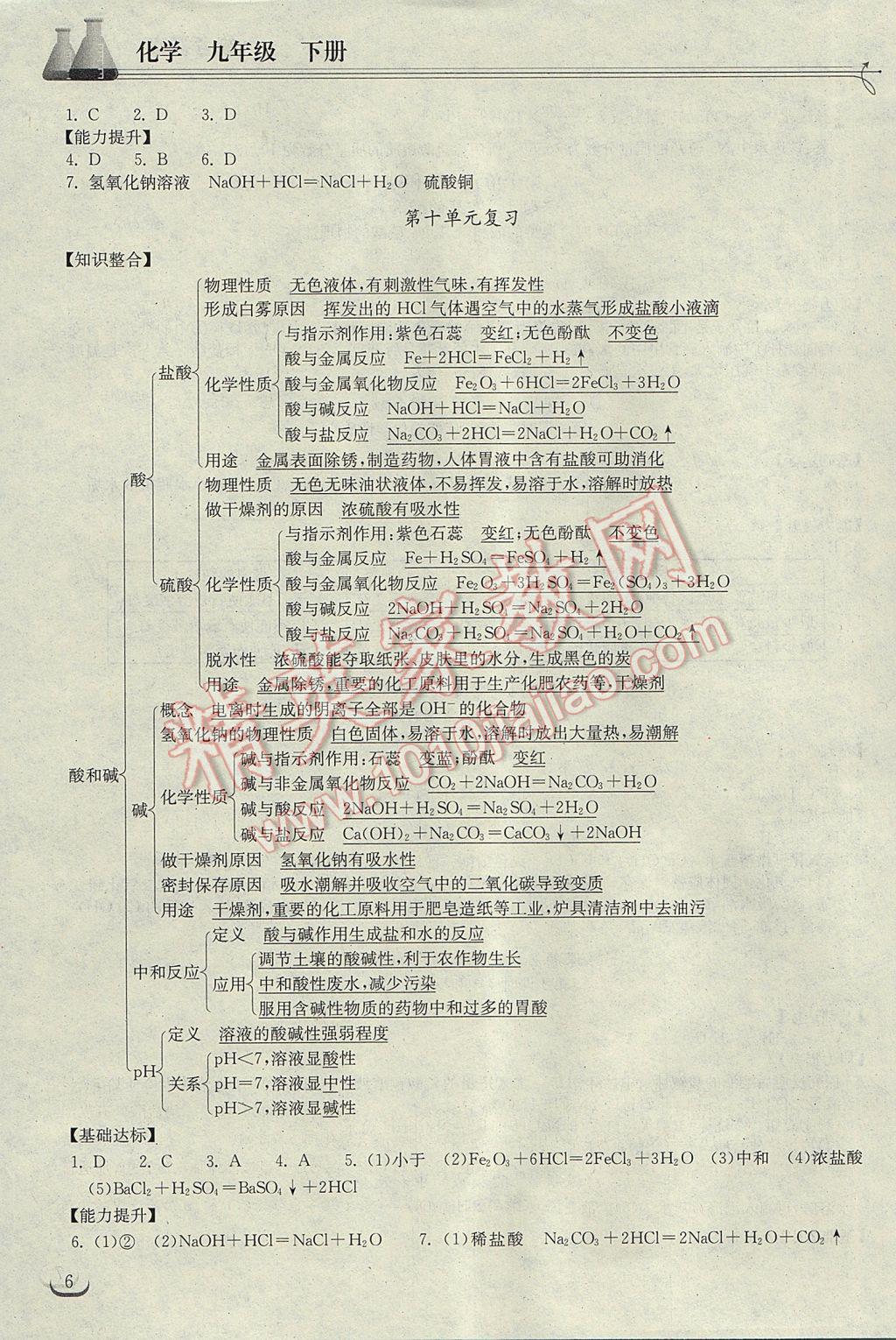 2017年长江作业本同步练习册九年级化学下册人教版 参考答案第6页