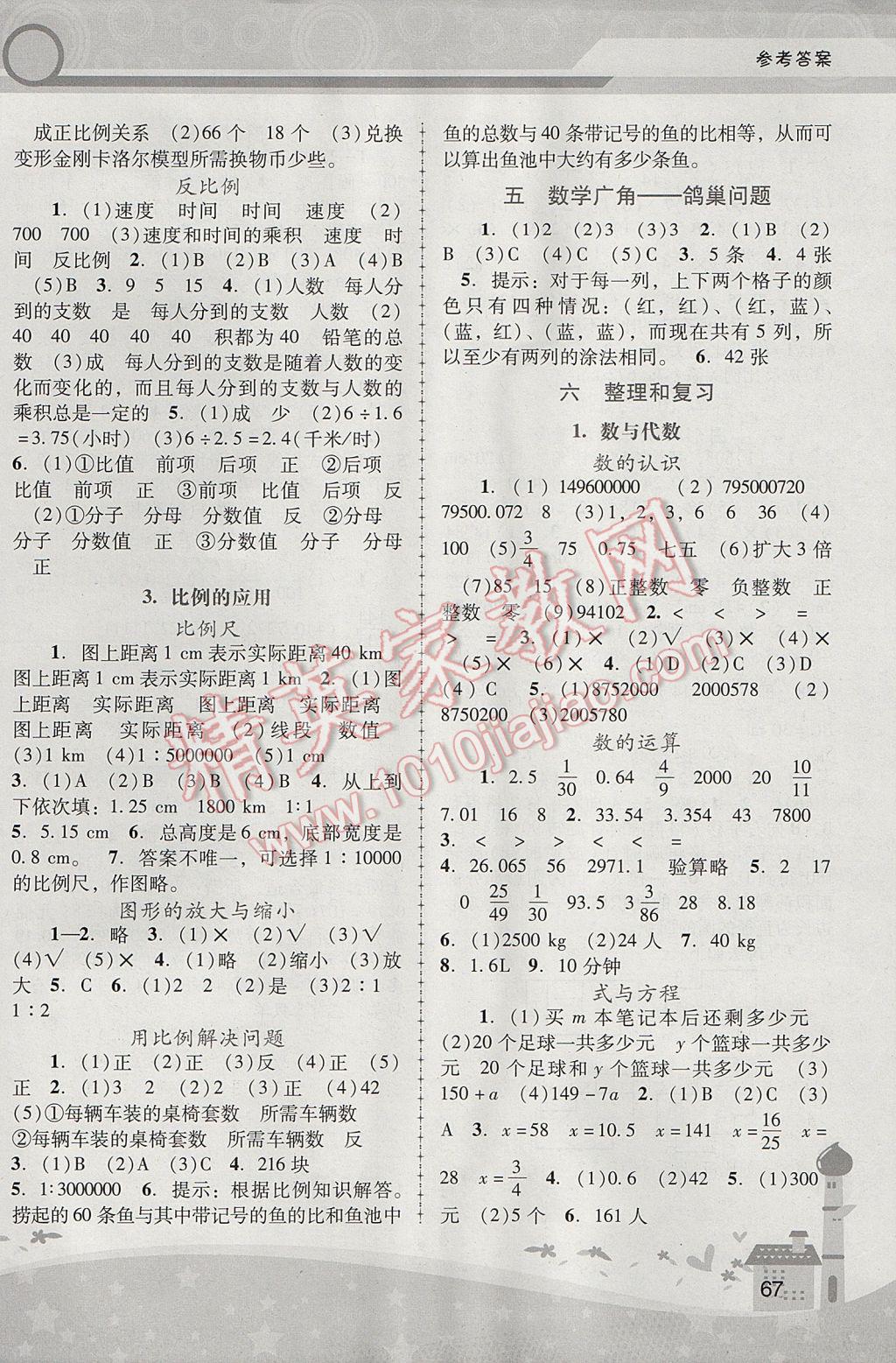 2017年新課程學(xué)習(xí)輔導(dǎo)六年級(jí)數(shù)學(xué)下冊(cè)人教版中山專版 參考答案第3頁(yè)