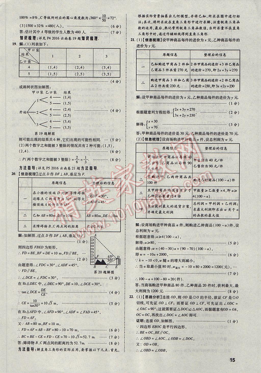 2017年云南中考方舟真题超详解数学 参考答案第15页