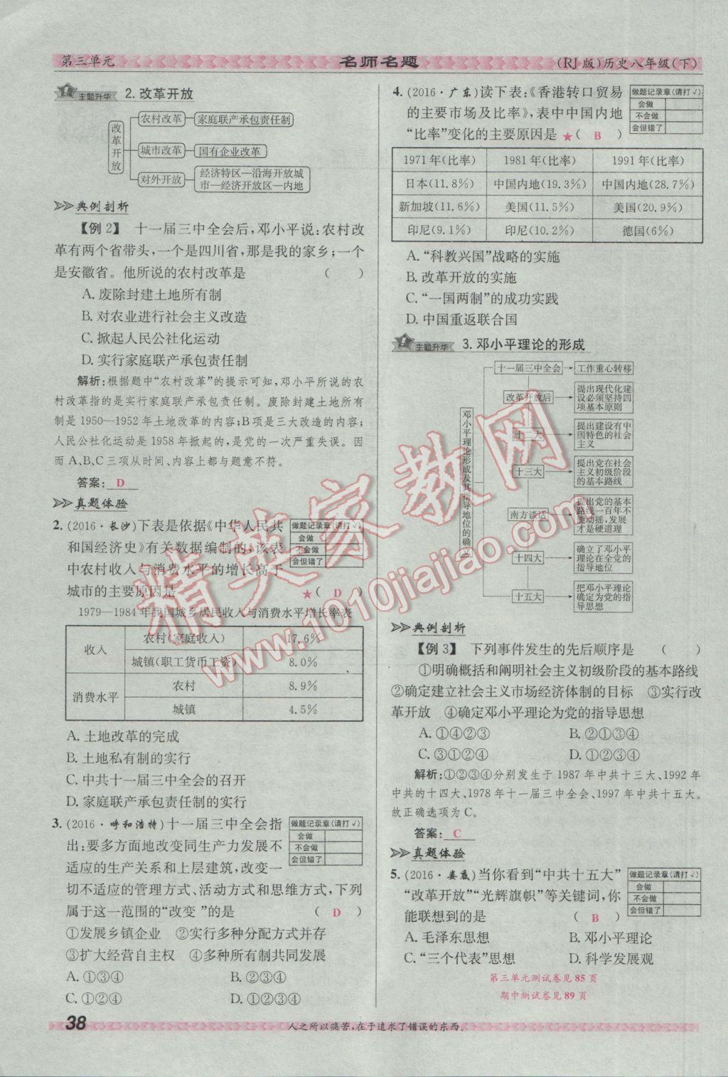 2017年優(yōu)學名師名題八年級歷史下冊人教版 第三單元 建設有中國特色的社會主義第63頁