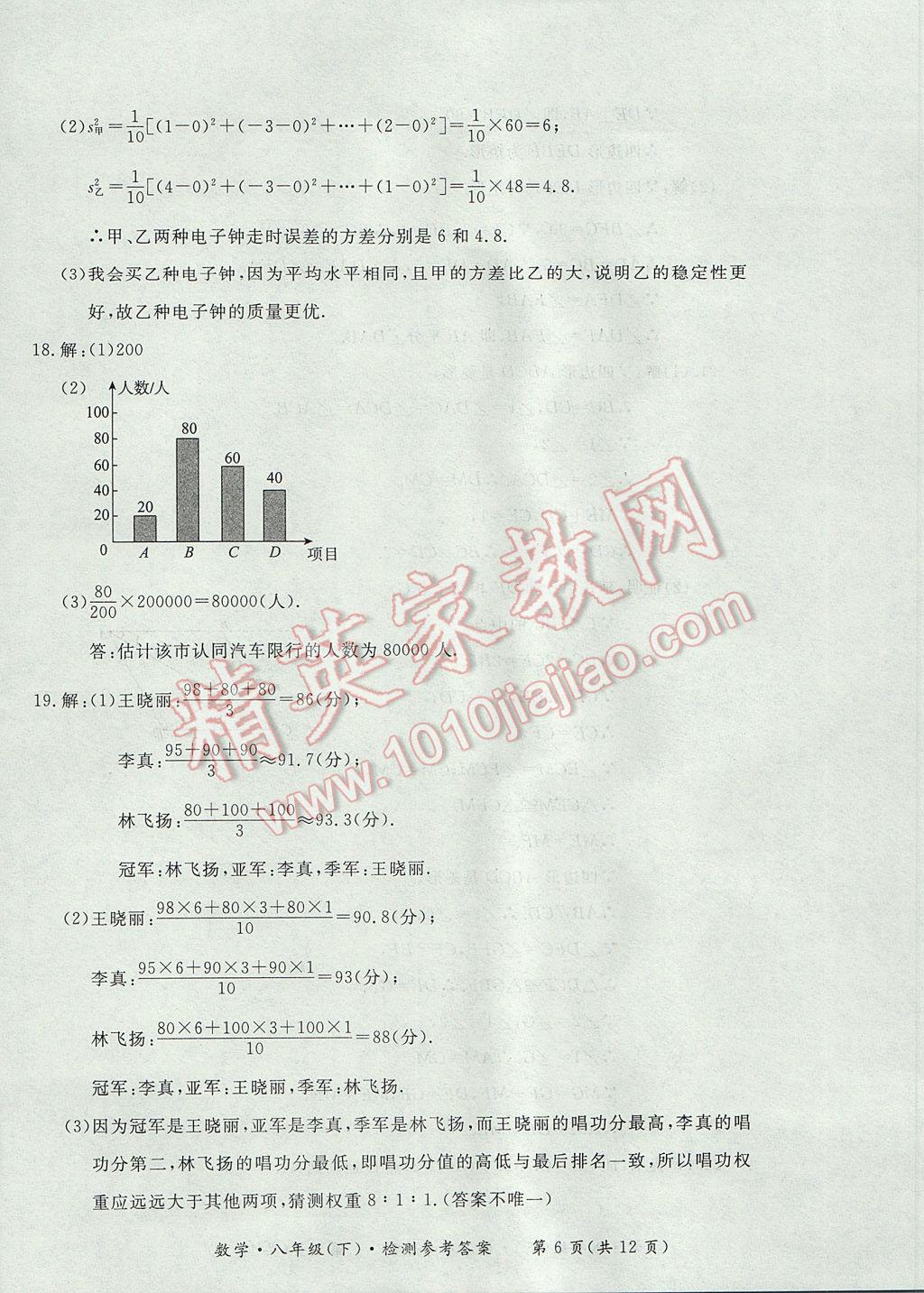 2017年新課標形成性練習與檢測八年級數(shù)學下冊 檢測答案第44頁