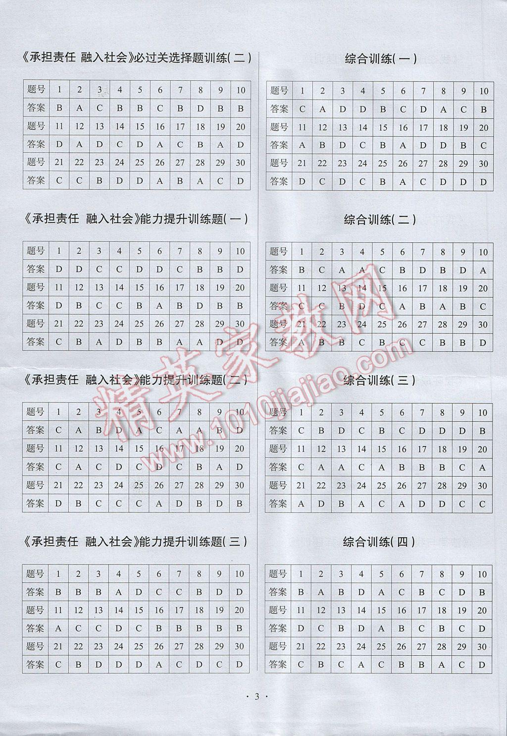 2017年天下中考专题总复习思想品德 参考答案第3页