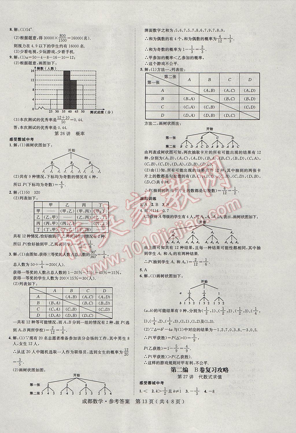 2017年中考2號成都考試說明的說明數(shù)學 參考答案第13頁