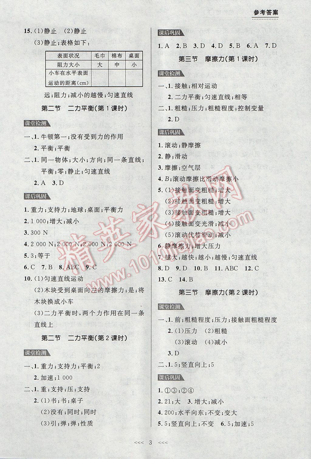 2017年中考快遞課課幫八年級物理下冊大連專用 參考答案第3頁