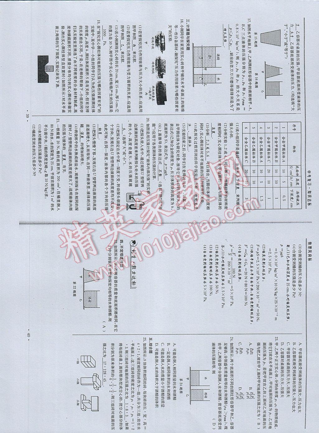 2017年物理風(fēng)向標(biāo)中考總復(fù)習(xí) 參考答案第22頁(yè)