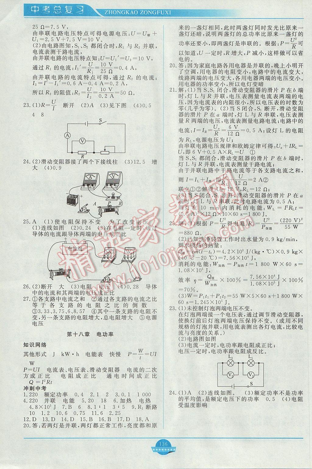 2017年中考總復(fù)習(xí)贏在中考物理人教版江西省專用 參考答案第8頁