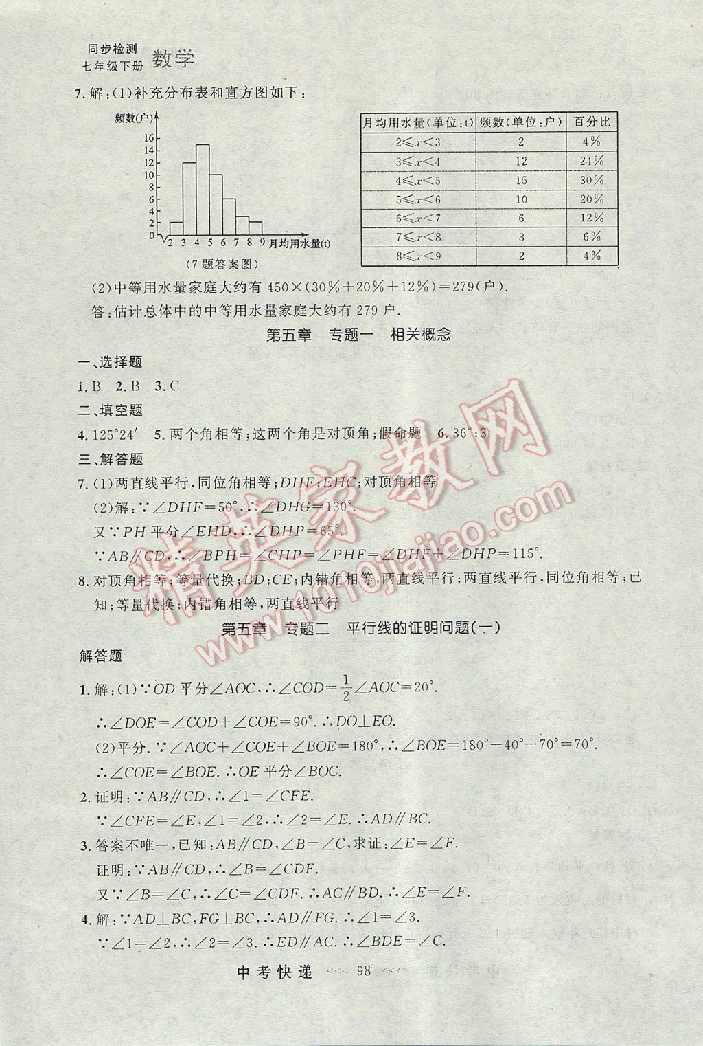 2017年中考快遞同步檢測(cè)七年級(jí)數(shù)學(xué)下冊(cè)人教版大連專用 參考答案第18頁(yè)