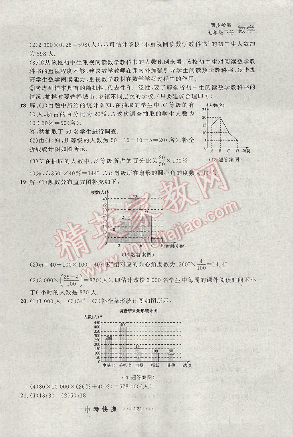 2017年中考快遞同步檢測七年級數(shù)學(xué)下冊人教版大連專用 參考答案第41頁